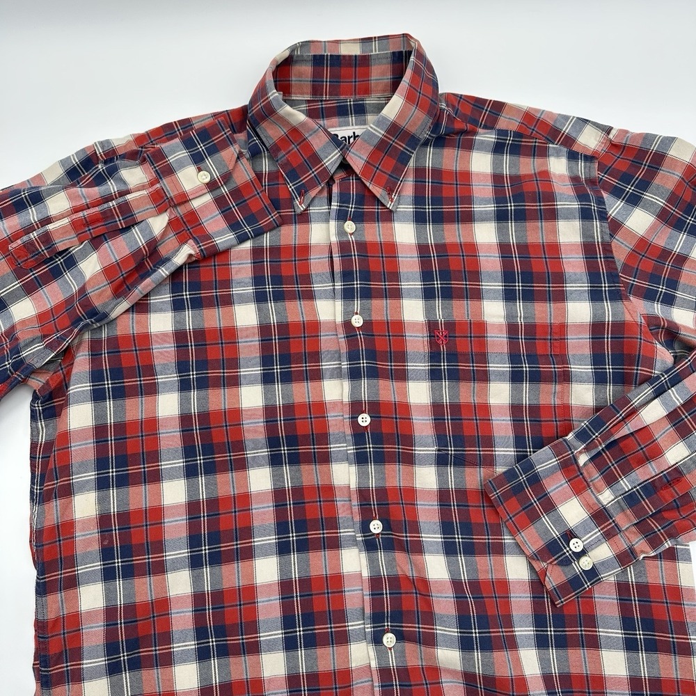 Barbour Mens Small Regular Fit Plaid Long Sleeve Button Down Shirt Blue Red Prep